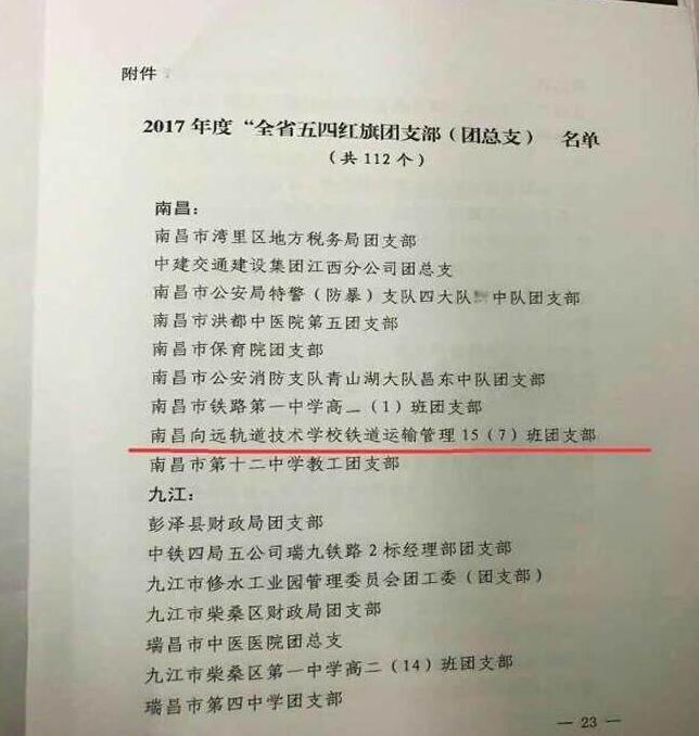 南昌向遠軌道技術學校迎來“全省五四紅旗團支部”榮譽之花的璀璨綻放